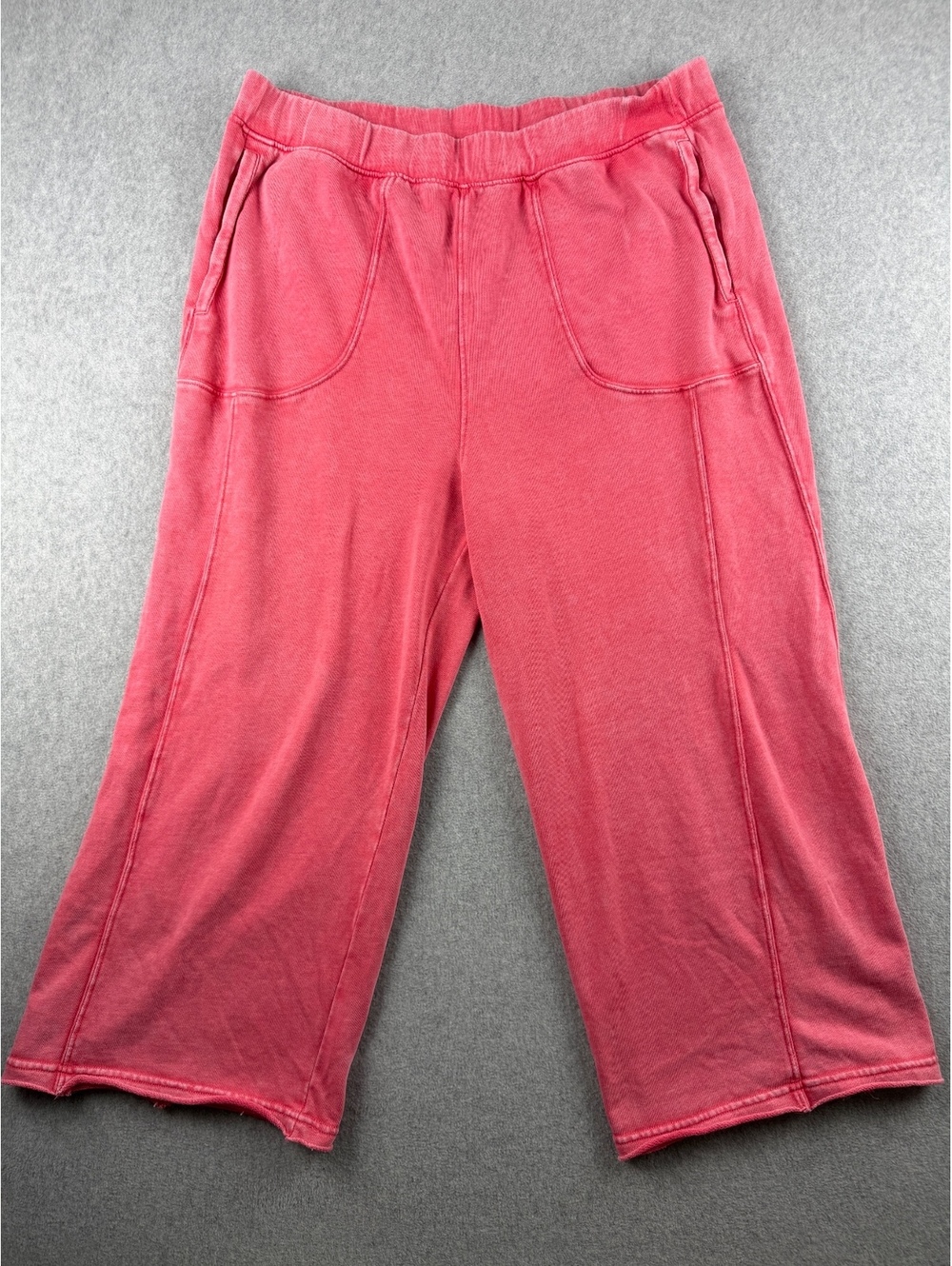 Sundry Women’s L Pink washed Wide Leg crop Sweatpants Lounge Pants